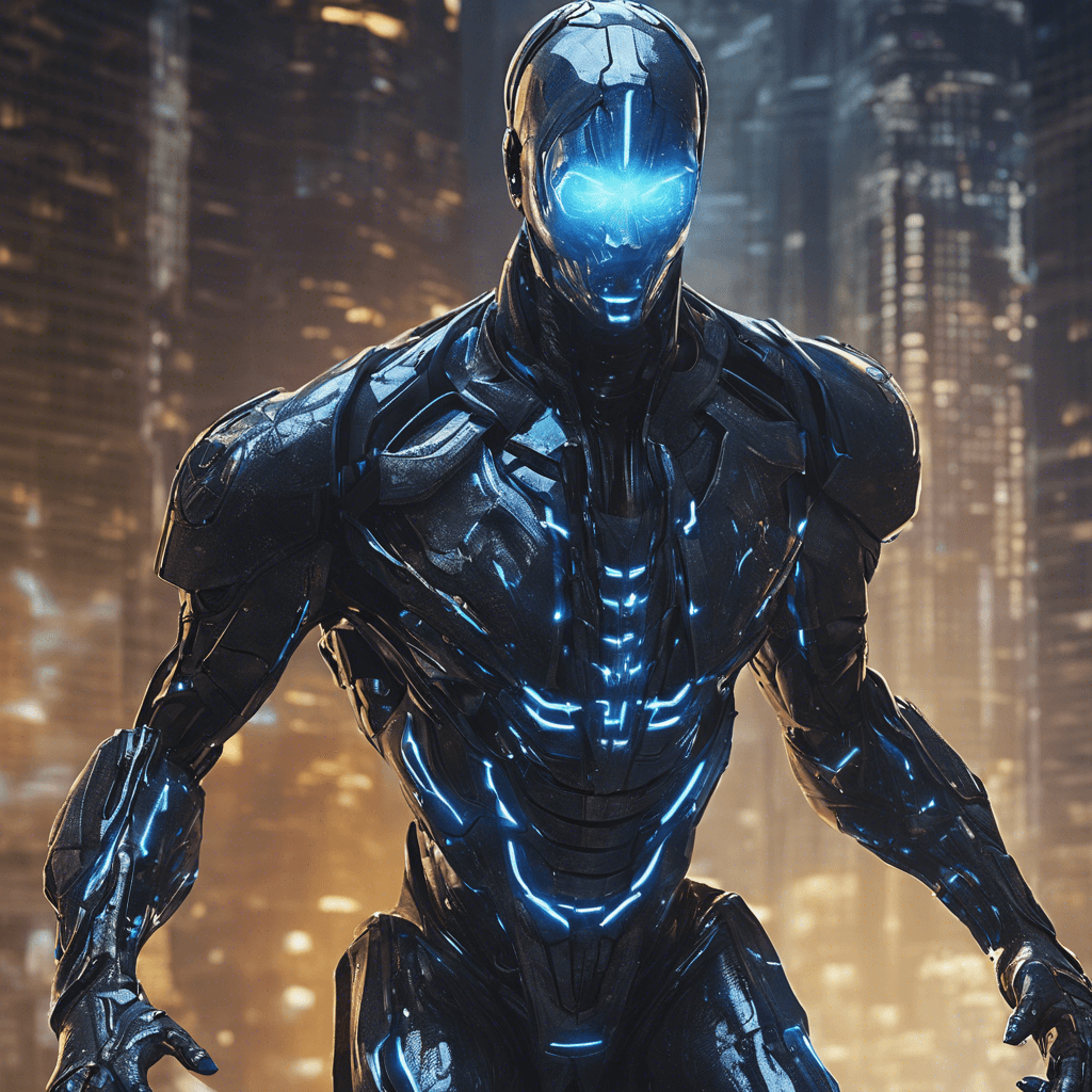 The Cyber Phantom is a stealthy humanoid figure cloaked in a shimmering digital haze, blending seamlessly with the technological landscape of Nova Zenith. It moves with eerie precision, its cybernetic enhancements granting it enhanced speed and reflexes.