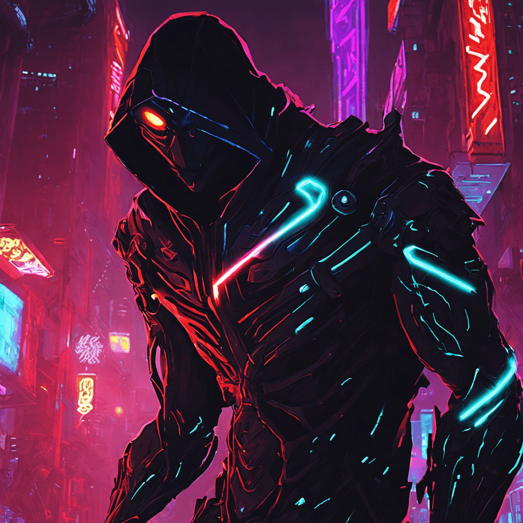 The Neon Shadow Stalker is a cybernetic assassin cloaked in a shroud of flickering neon lights, blending seamlessly with the neon-lit streets of the megacity. Its eyes glow with a menacing red light, scanning the surroundings for its next target. Its wiry limbs move with incredible speed and precision, making it a deadly foe in the shadows.