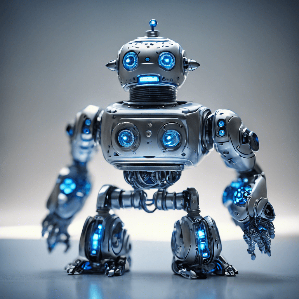 The Chrono-bot is a sleek, silver robot with glowing blue accents that emit pulses of energy. Its movements are precise and calculated, as if it can predict every move before it happens. Its metallic body is adorned with strange symbols that seem to shift and change with each passing moment.