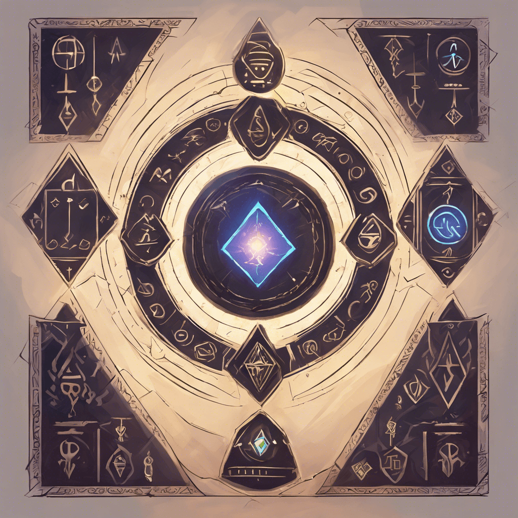 A towering construct of ancient runes and stones, glowing with an inner light that casts shadows in the shape of arcane symbols.