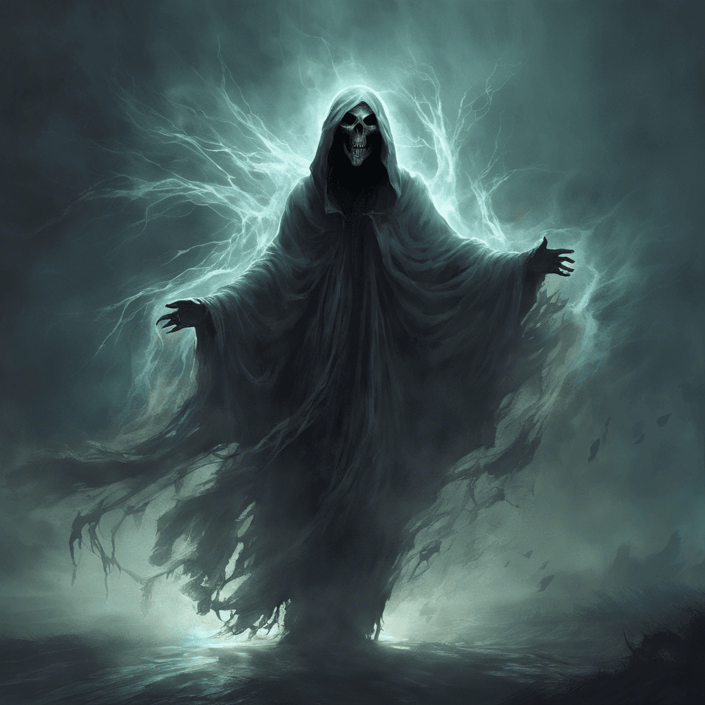 The Spectral Phantom is a ghostly figure, cloaked in tattered robes that seem to flow and ripple as if caught in an otherworldly wind. Its eyes glow with a malevolent light, and its unearthly wail sends shivers down your spine.