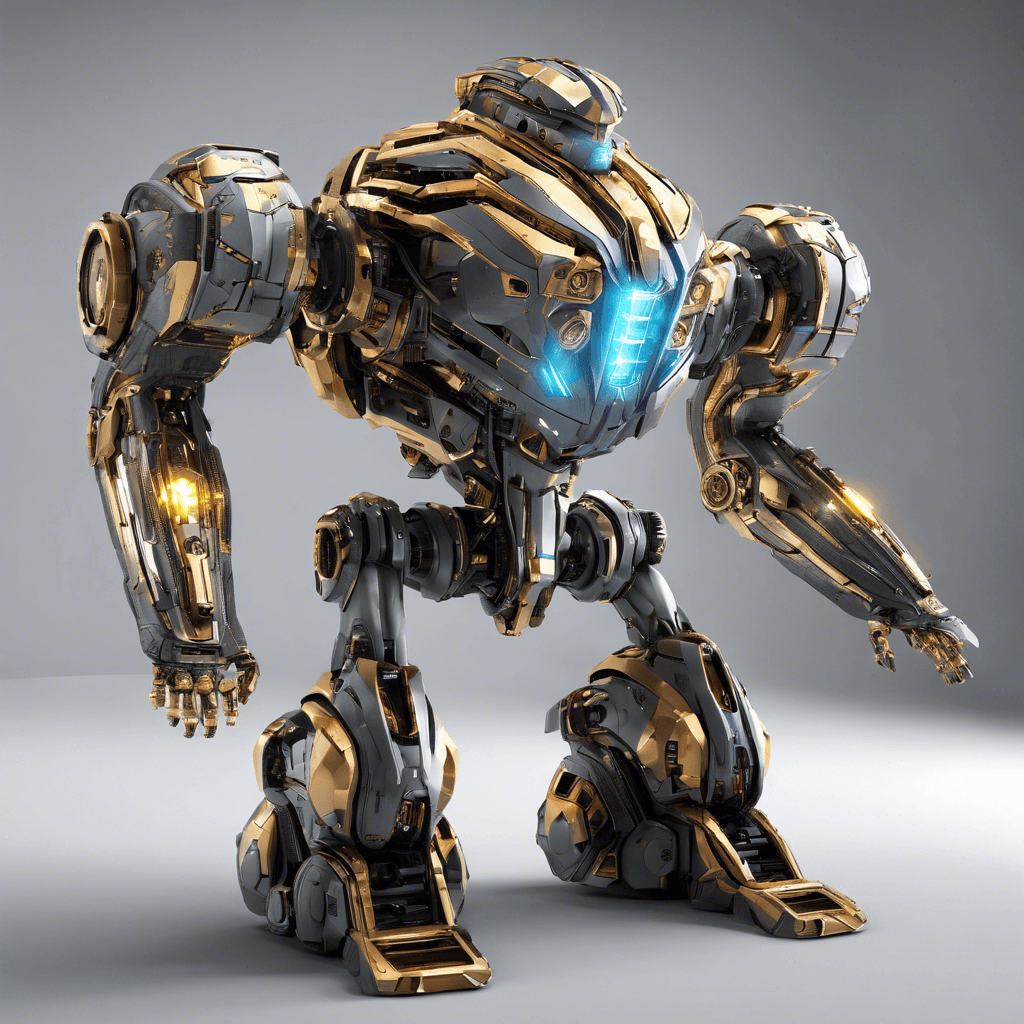 The Quantum Sentinel is a robotic guardian powered by advanced quantum computing technology. Its sleek metallic frame is adorned with intricate glowing patterns that pulse with energy. Twin laser cannons emerge from its shoulders, ready to unleash devastating attacks on any intruders.