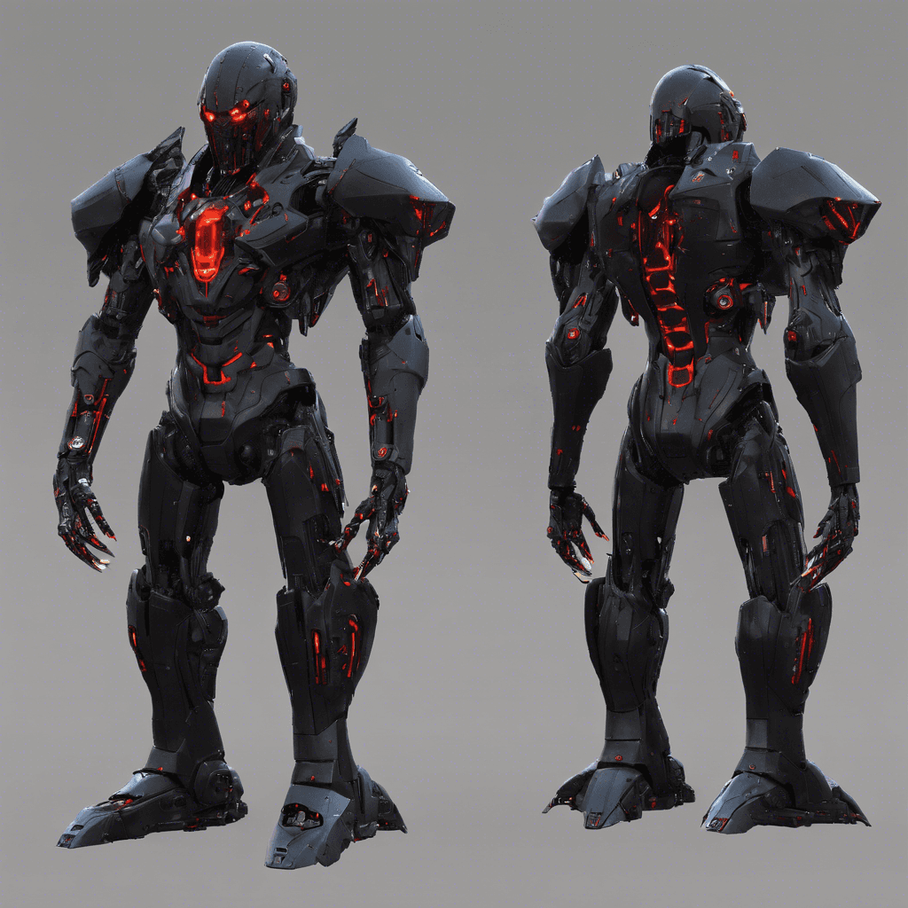 The Cybernetic Guardian is a towering figure clad in sleek, black armor augmented with glowing circuit patterns. Its piercing red eyes scan the surroundings with ruthless precision, and its mechanical limbs move with uncanny speed and strength. It emits a low hum of power as it prepares to engage in combat.