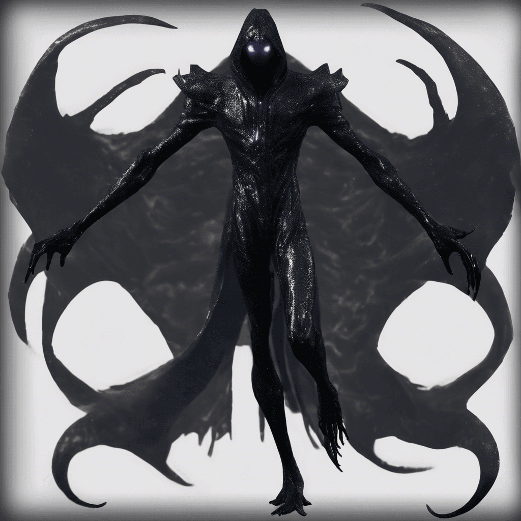 The Xenon Shadow Stalker is a sleek, black figure that moves effortlessly through the shadows. Its body is covered in shimmering metallic scales, and its eyes glow with an eerie, otherworldly light. It emits a faint hum of energy as it prepares to strike.