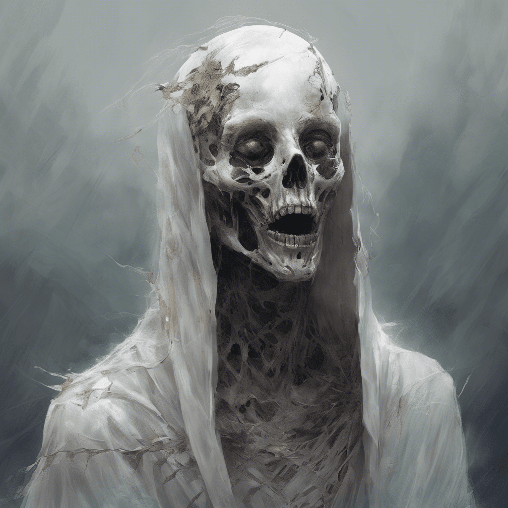 A shimmering, transparent figure, clad in tattered robes that seem to drift endlessly in a non-existent breeze. Its face is a hollow void and from its formless mouth comes a medley of haunting whispers.