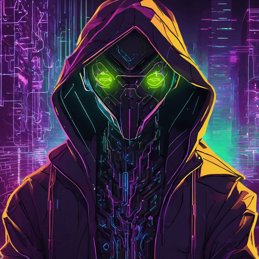 The Neon Hacker is a sleek and mysterious figure cloaked in glowing neon cybernetics. Their eyes flicker with lines of code as they move swiftly and silently through the digital networks of Arcadia. They are armed with advanced hacking tools and are known to disrupt entire systems with a single keystroke.