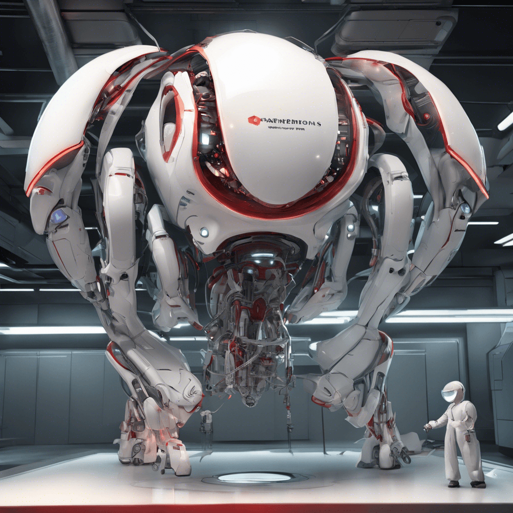 A hovering mechanical construct with multiple appendages, each outfitted with precise surgical instruments and cutting lasers. It has a sleek, dome-shaped body with a single glowing red sensor that sweeps the area, searching for targets.