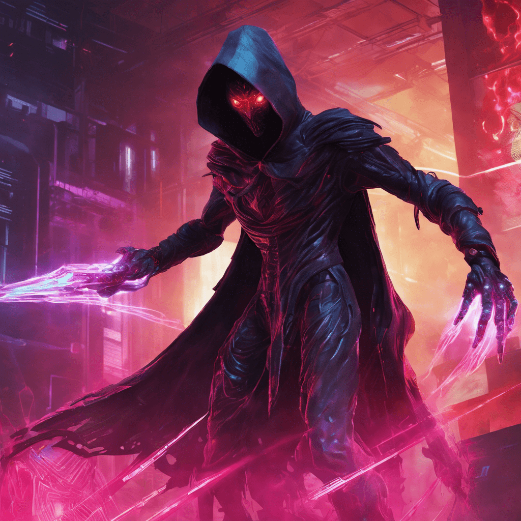 A menacing figure cloaked in shifting holographic fabrics, the Netweaver Assassin is a digital specter with glowing crimson eyes. Its body is adorned with advanced weaponry and stealth generators that allow it to blend into the digital environment.