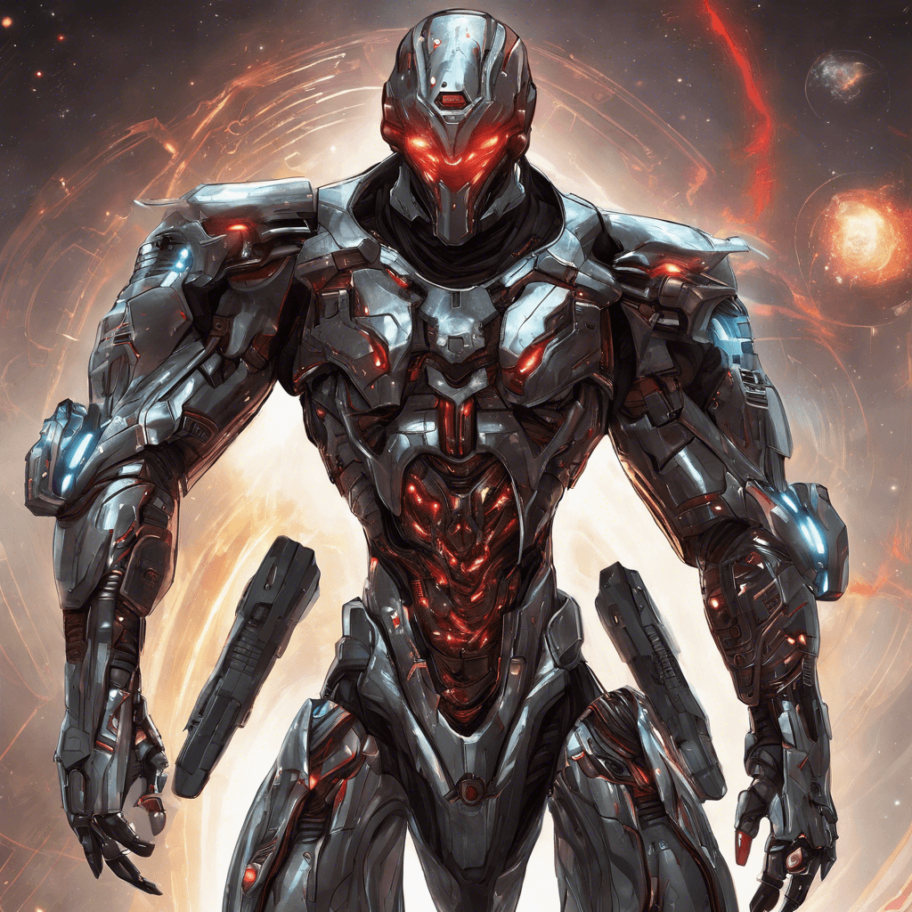 The Galactic Cybernetic Hunter is a towering humanoid figure, covered in sleek metallic armor with glowing circuits running across its body. Its eyes are red orbs that pierce through the darkness of space, and its movements are swift and calculated. This hunter is equipped with advanced weapons and technology, making it a formidable opponent to encounter in the vastness of the galaxy.