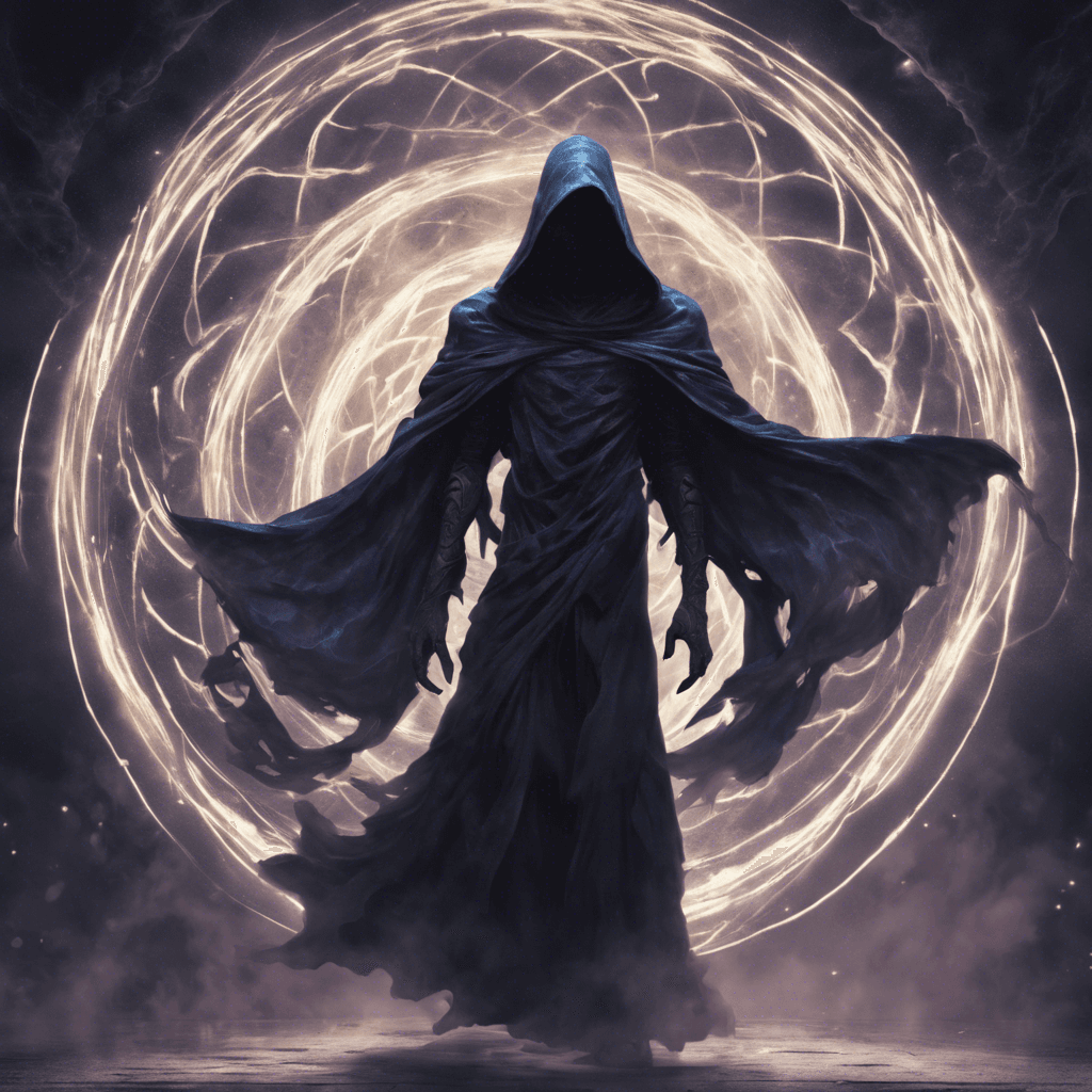 The Voidwalker is a mysterious entity cloaked in shadows, with tendrils of dark energy swirling around its form. Its eyes glow with an otherworldly power, and its presence seems to distort the very fabric of reality around it.