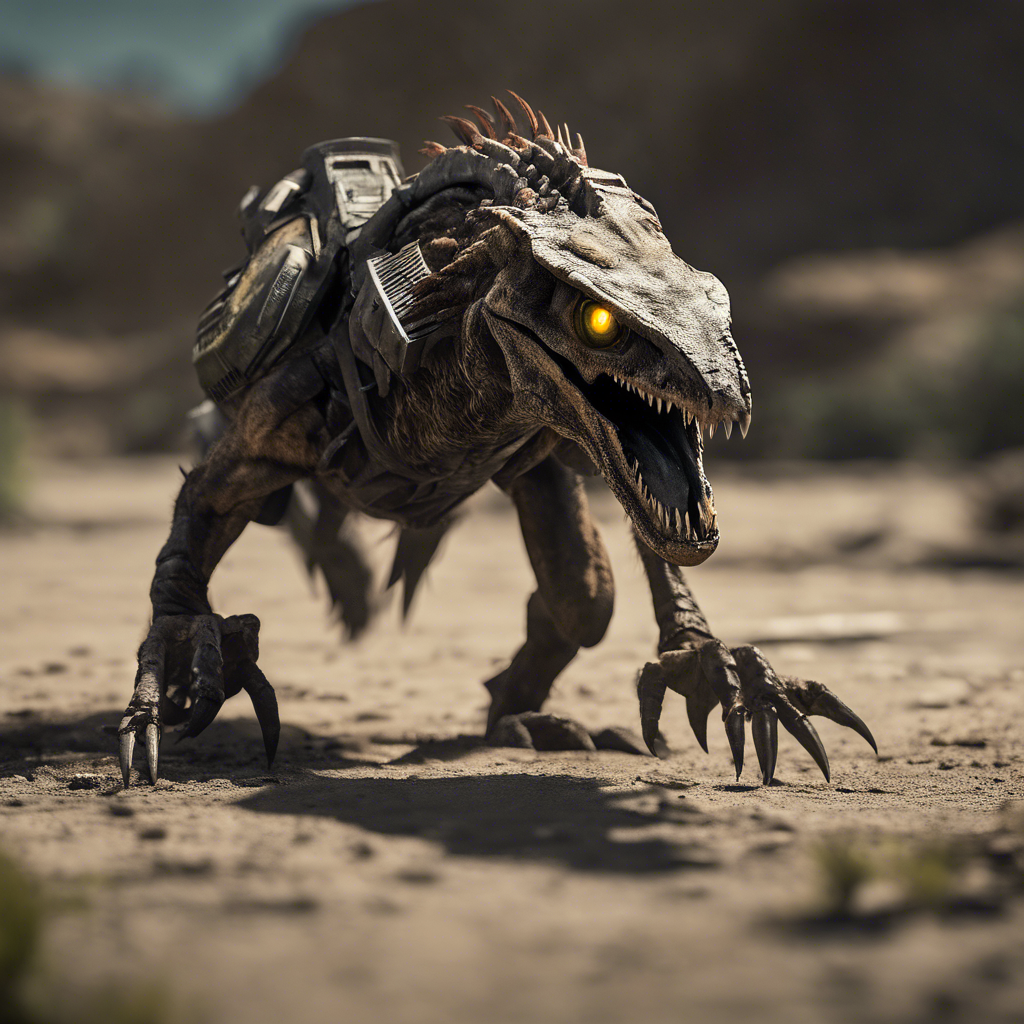 The Scavenger Raptor is a sleek and agile predator that roams the post-apocalyptic landscape on the lookout for easy prey. Its sharp claws and teeth are covered in a toxic substance that causes paralysis in its victims. Its eyes glow in the darkness as it moves silently, hunting for its next meal.