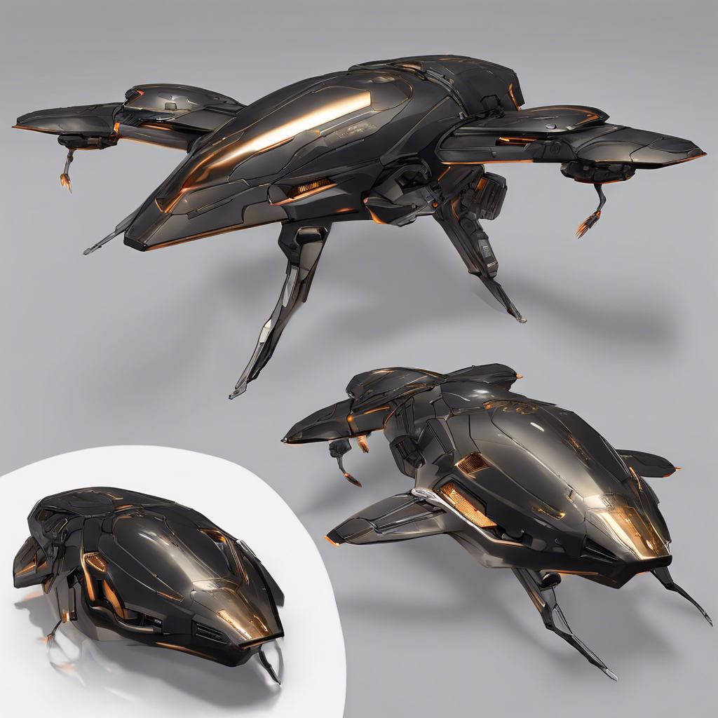 A sleek autonomous combat drone with a reflective metallic carapace, hovering menacingly with a soft hum, quipped with lethal energy blasters and rapid propulsion systems enabling swift attacks.